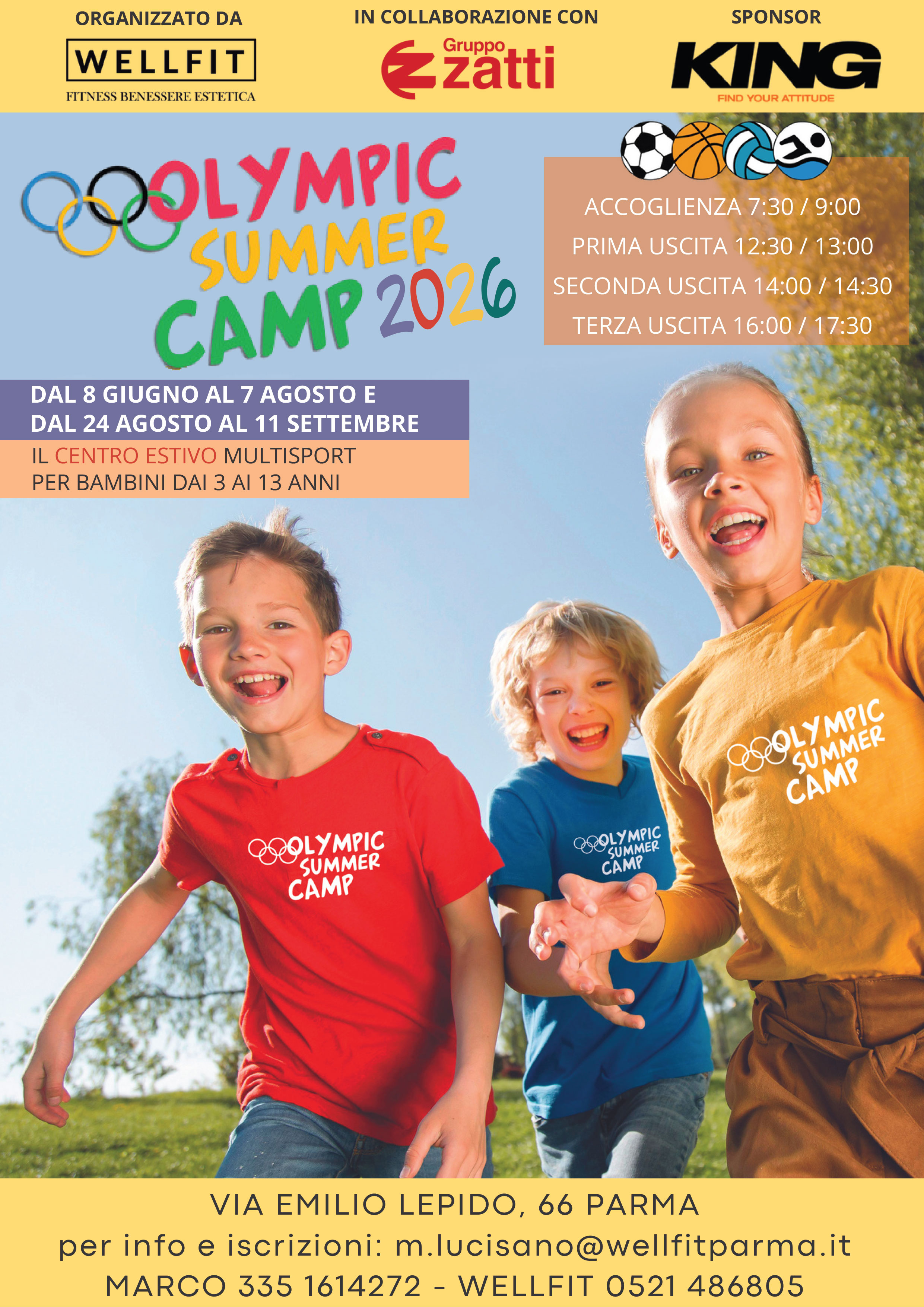 Olympic Summer Camp 2026 - Estate 2026 - Per bambini dai 3 ai 13 anni.