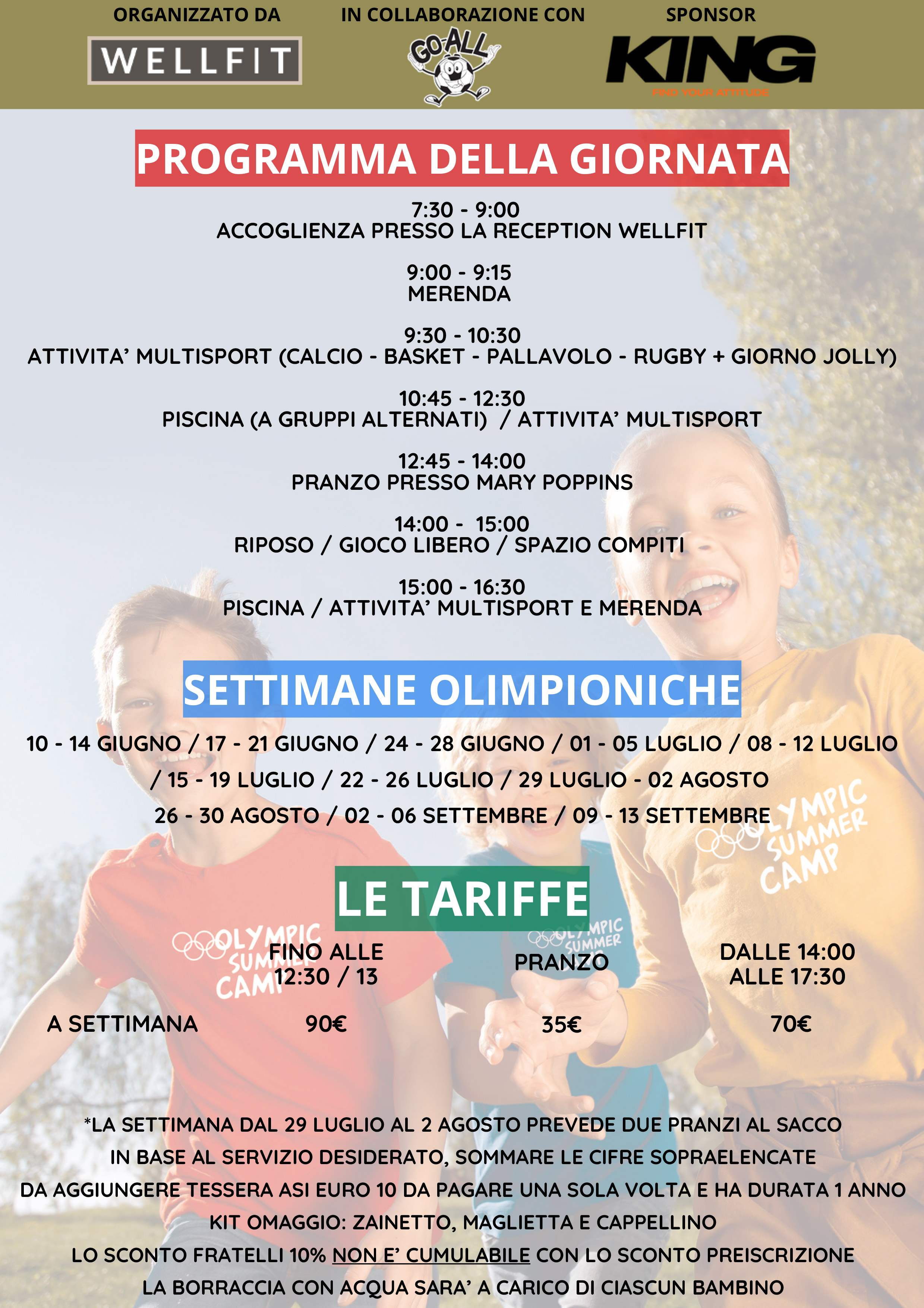  Olympic Summer Camp - DAL 10 GIUGNO AL 3 AGOSTO E DAL 26 AGOSTO AL 13 SETTEMBRE 2024.